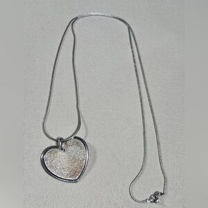 Milor Italy Sterling Silver 925 Sandblast Finish Semi Folded Heart Charm Pendant